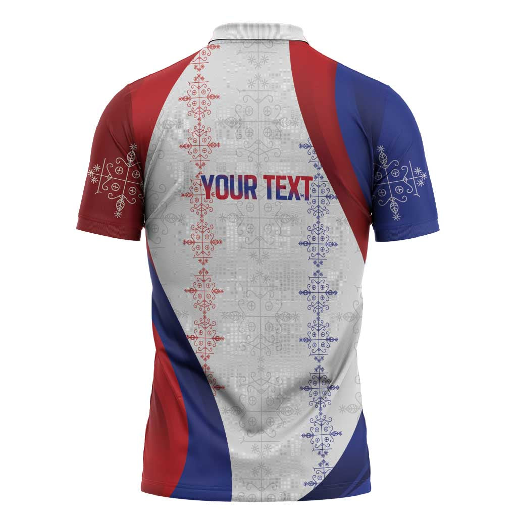 Haiti Football Les Grenadiers Personalized Zipper Polo Shirt Voodoo Veve Papa Legba - Wonder Print Shop