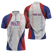 Haiti Football Les Grenadiers Personalized Zipper Polo Shirt Voodoo Veve Papa Legba - Wonder Print Shop