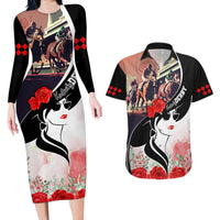 Kentucky Horse Racing Couples Matching Long Sleeve Bodycon Dress and Hawaiian Shirt Derby Hat LT7 - Wonder Print Shop