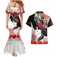 Kentucky Horse Racing Couples Matching Mermaid Dress and Hawaiian Shirt Derby Hat LT7 - Wonder Print Shop