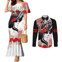 Kentucky Horse Racing Couples Matching Mermaid Dress and Long Sleeve Button Shirt Derby Hat
