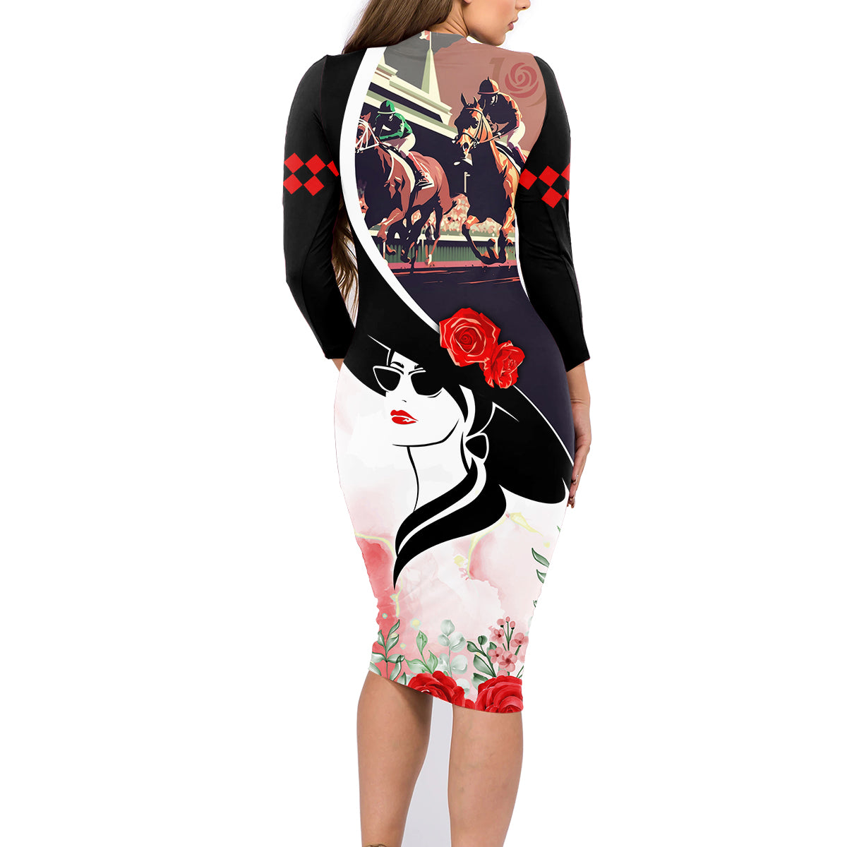 Kentucky Horse Racing Family Matching Long Sleeve Bodycon Dress and Hawaiian Shirt Derby Hat LT7 - Wonder Print Shop