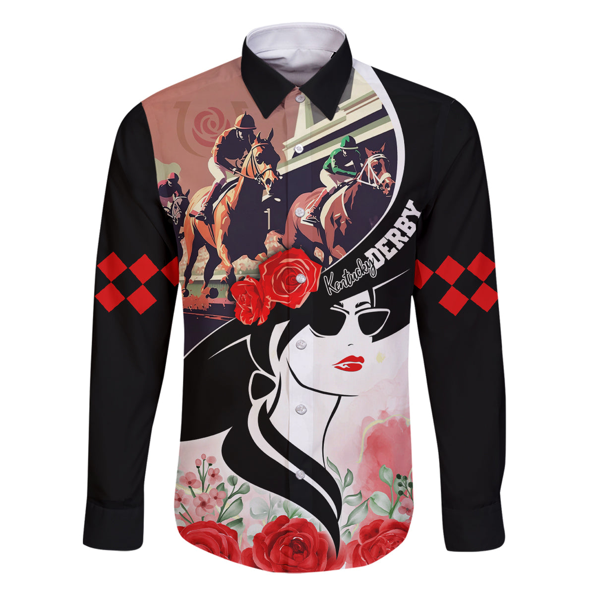 Kentucky Horse Racing Family Matching Off Shoulder Maxi Dress and Hawaiian Shirt Derby Hat LT7 - Wonder Print Shop