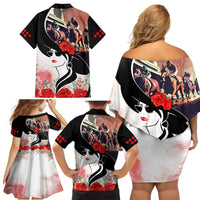 Kentucky Horse Racing Family Matching Off Shoulder Short Dress and Hawaiian Shirt Derby Hat LT7 - Wonder Print Shop
