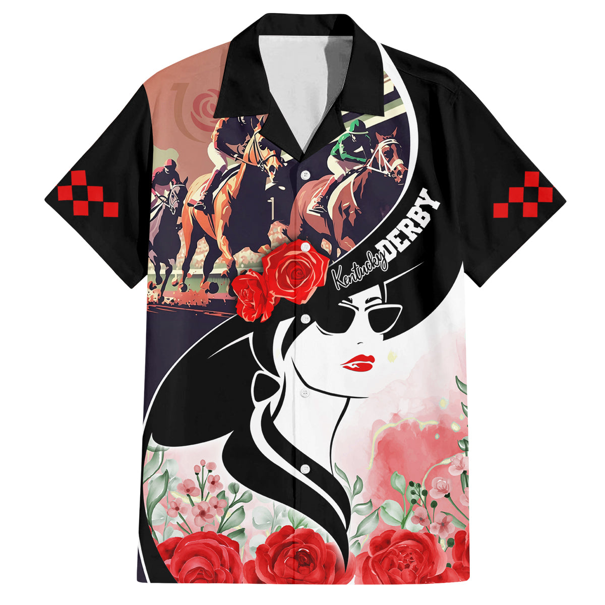 Kentucky Horse Racing Family Matching Off Shoulder Short Dress and Hawaiian Shirt Derby Hat LT7 - Wonder Print Shop