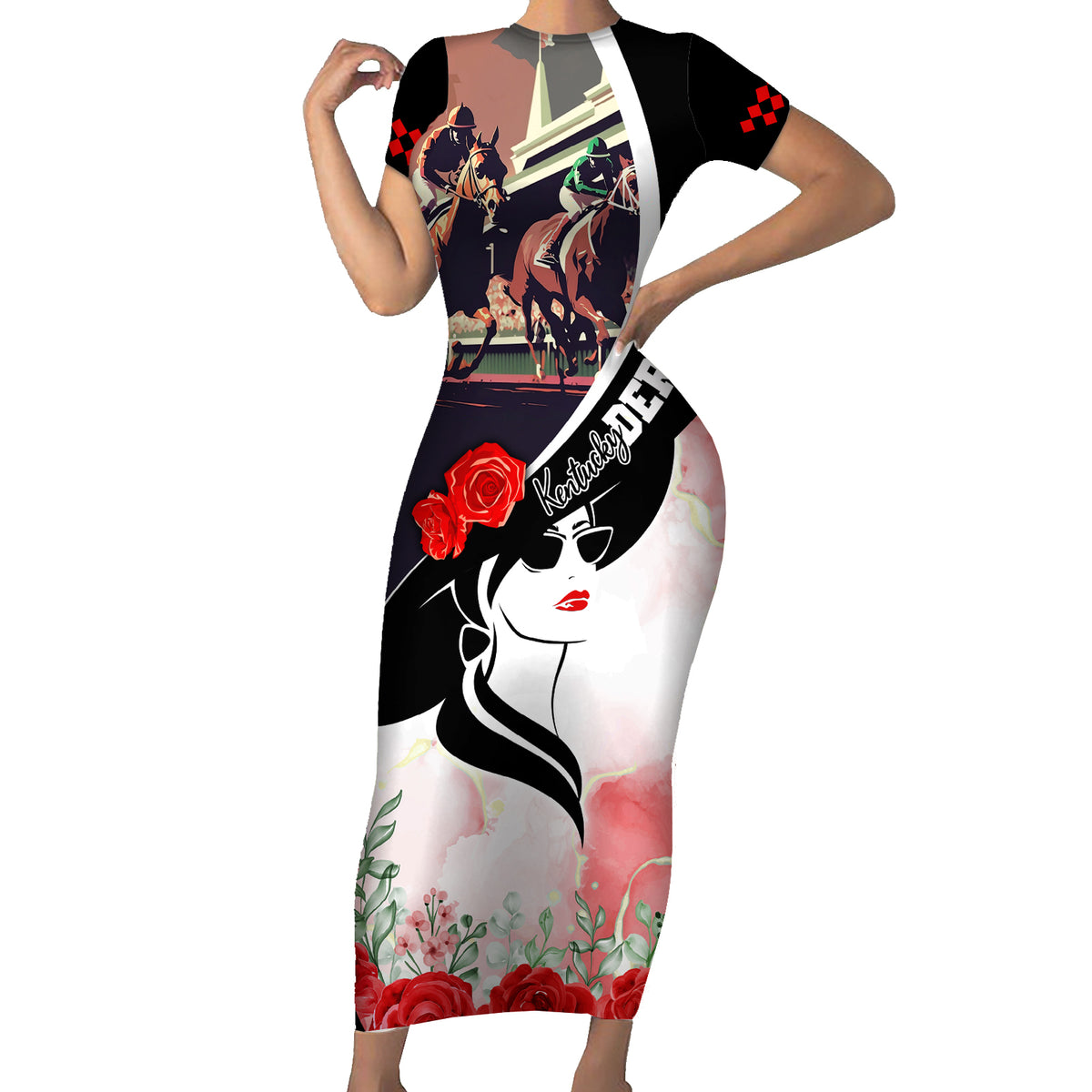 Kentucky Horse Racing Family Matching Short Sleeve Bodycon Dress and Hawaiian Shirt Derby Hat - Wonder Print Shop