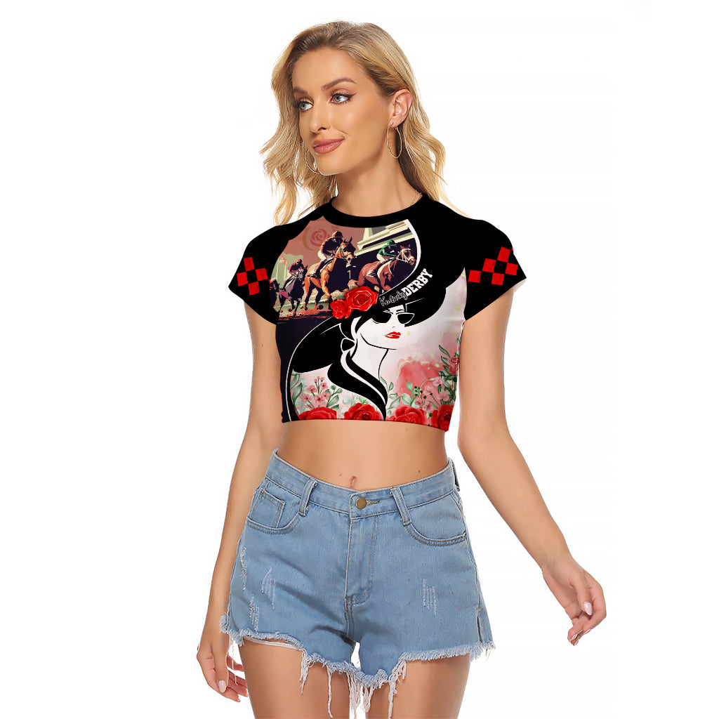 Kentucky Horse Racing Raglan Cropped T Shirt Derby Hat - Wonder Print Shop