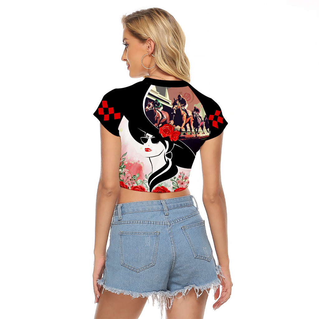 Kentucky Horse Racing Raglan Cropped T Shirt Derby Hat - Wonder Print Shop