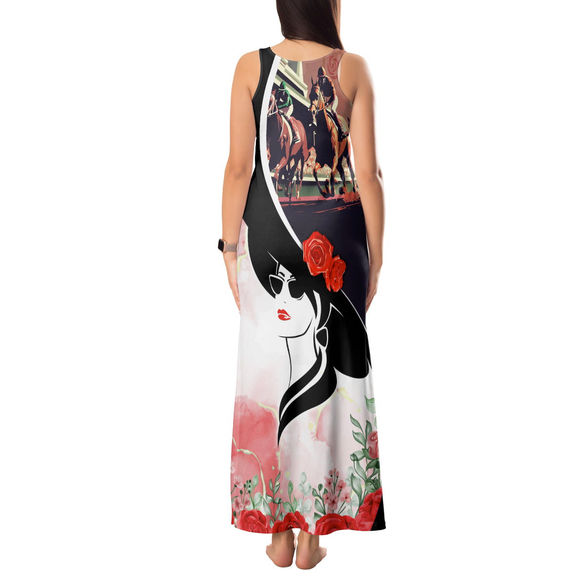 Kentucky Horse Racing Tank Maxi Dress Derby Hat - Wonder Print Shop