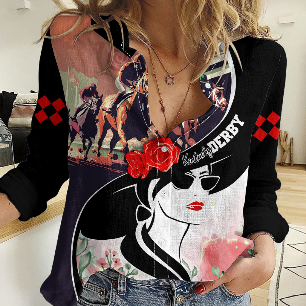 Kentucky Horse Racing Women Casual Shirt Derby Hat - Wonder Print Shop