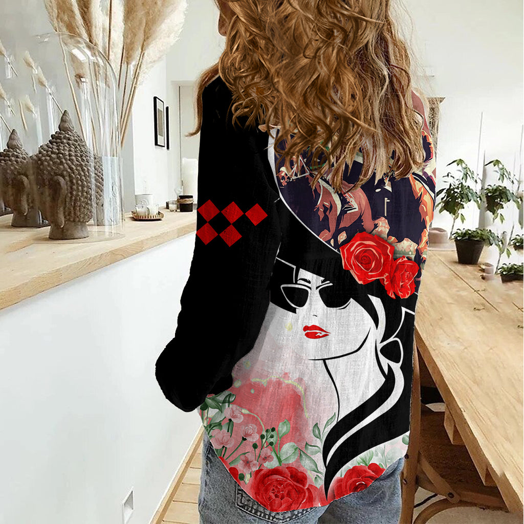 Kentucky Horse Racing Women Casual Shirt Derby Hat - Wonder Print Shop