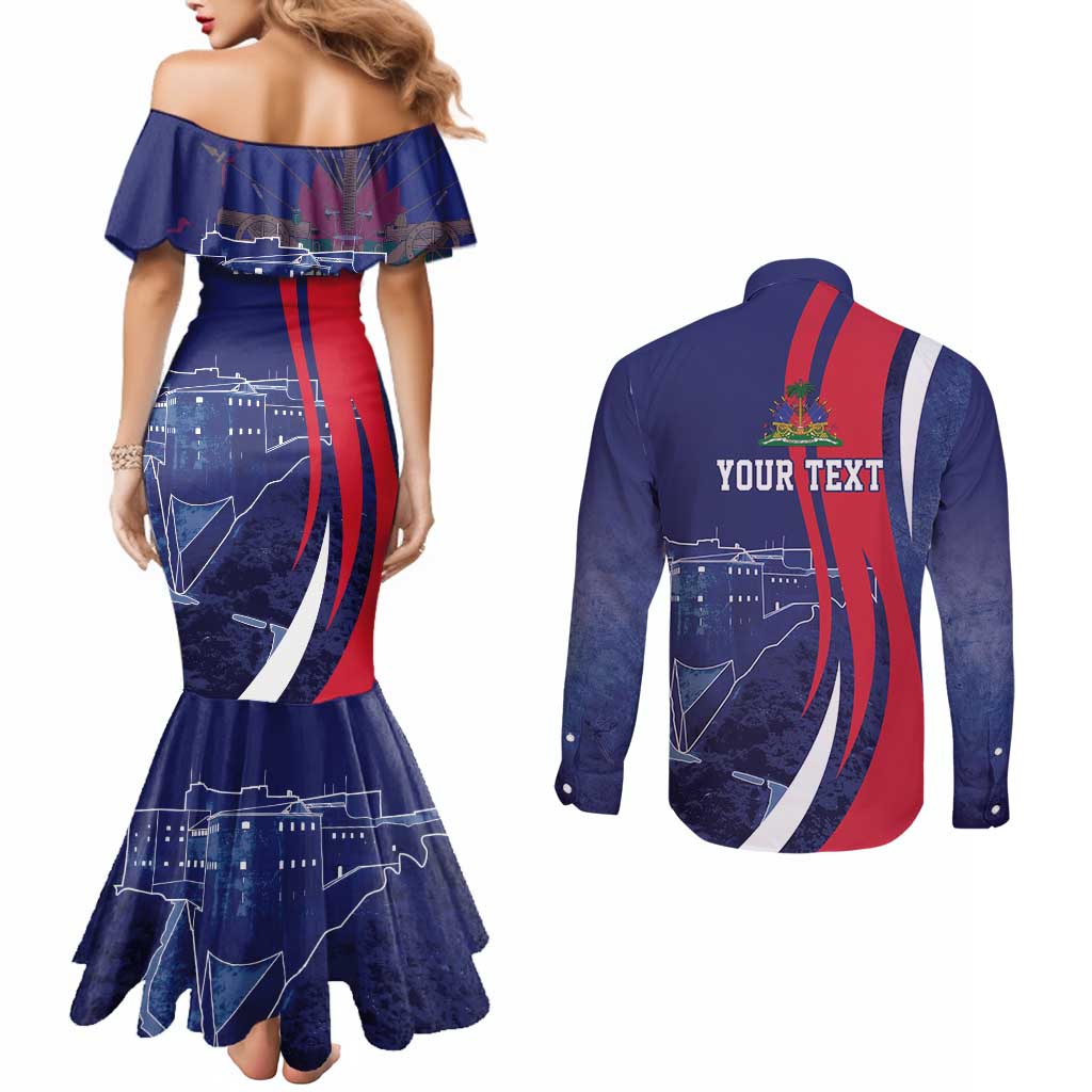 Personalized Haiti Citadelle Laferrière Couples Matching Mermaid Dress and Long Sleeve Button Shirt Grunge Style
