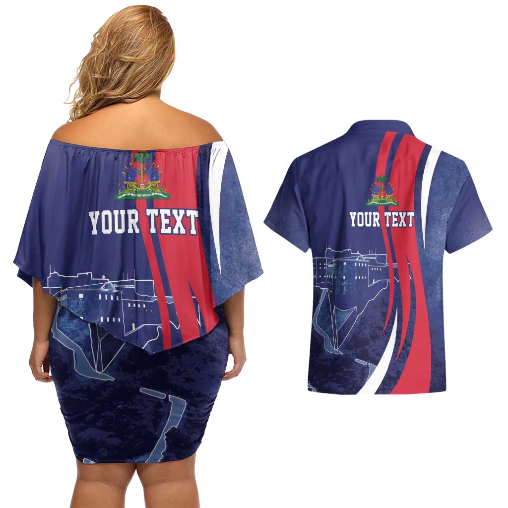 Personalized Haiti Citadelle Laferrière Couples Matching Off Shoulder Short Dress and Hawaiian Shirt Grunge Style