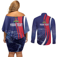 Personalized Haiti Citadelle Laferrière Couples Matching Off Shoulder Short Dress and Long Sleeve Button Shirt Grunge Style