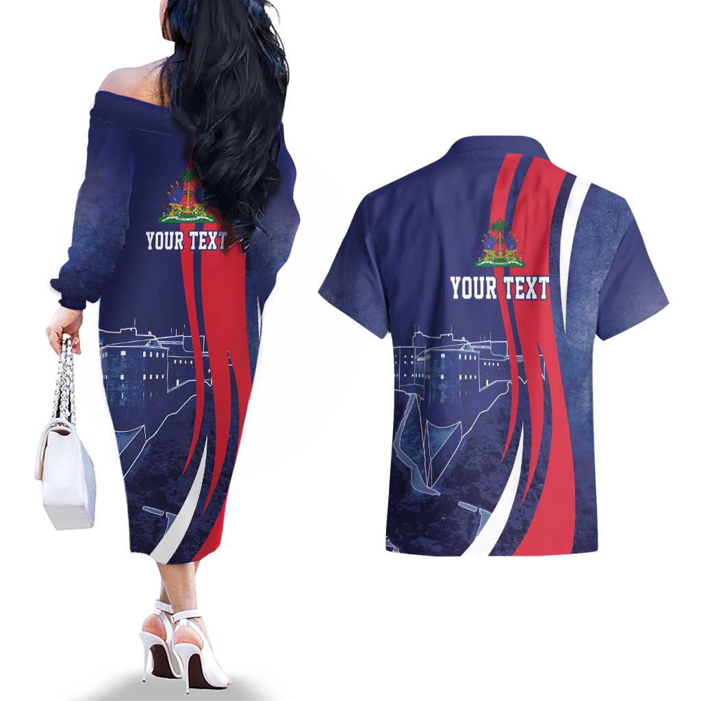 Personalized Haiti Citadelle Laferrière Couples Matching Off The Shoulder Long Sleeve Dress and Hawaiian Shirt Grunge Style
