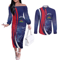 Personalized Haiti Citadelle Laferrière Couples Matching Off The Shoulder Long Sleeve Dress and Long Sleeve Button Shirt Grunge Style