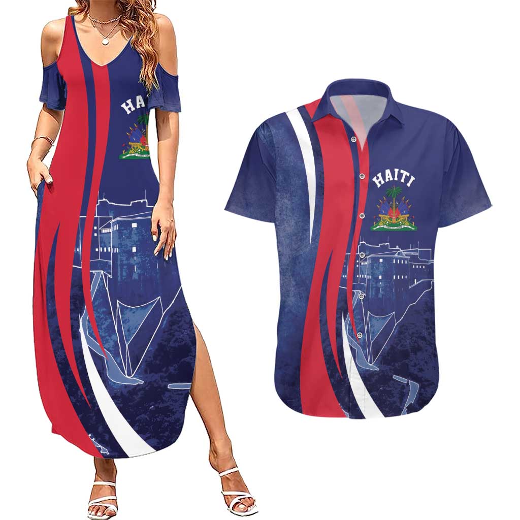 Personalized Haiti Citadelle Laferrière Couples Matching Summer Maxi Dress and Hawaiian Shirt Grunge Style