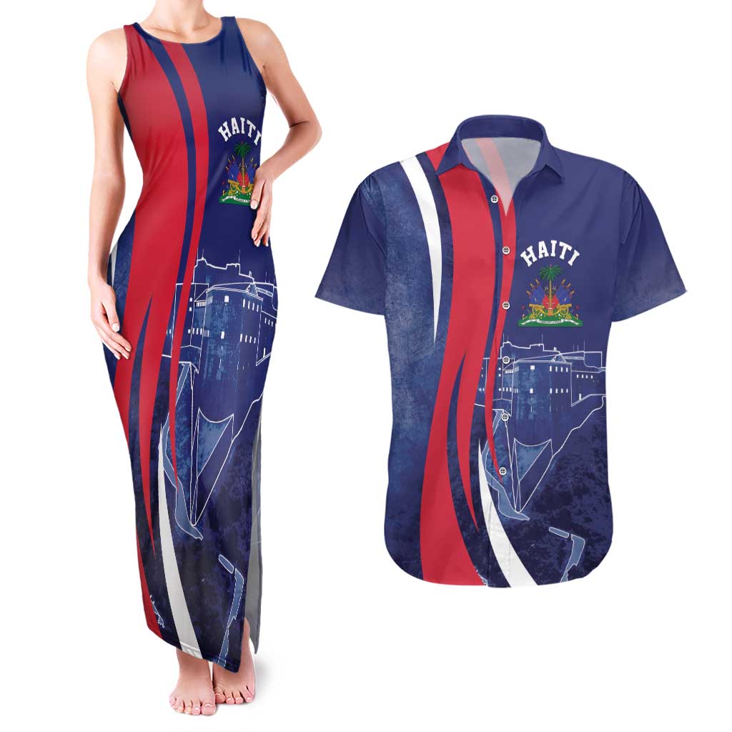 Personalized Haiti Citadelle Laferrière Couples Matching Tank Maxi Dress and Hawaiian Shirt Grunge Style