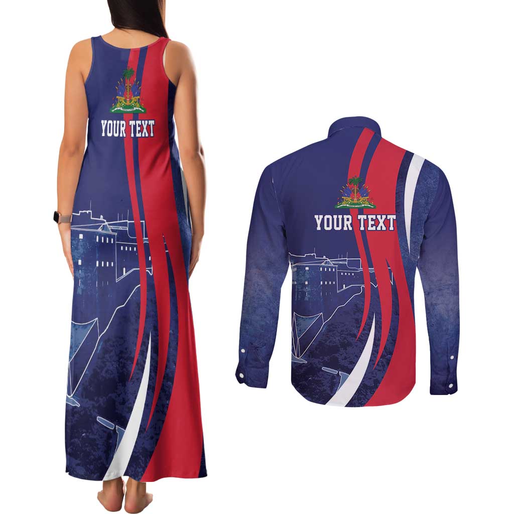 Personalized Haiti Citadelle Laferrière Couples Matching Tank Maxi Dress and Long Sleeve Button Shirt Grunge Style