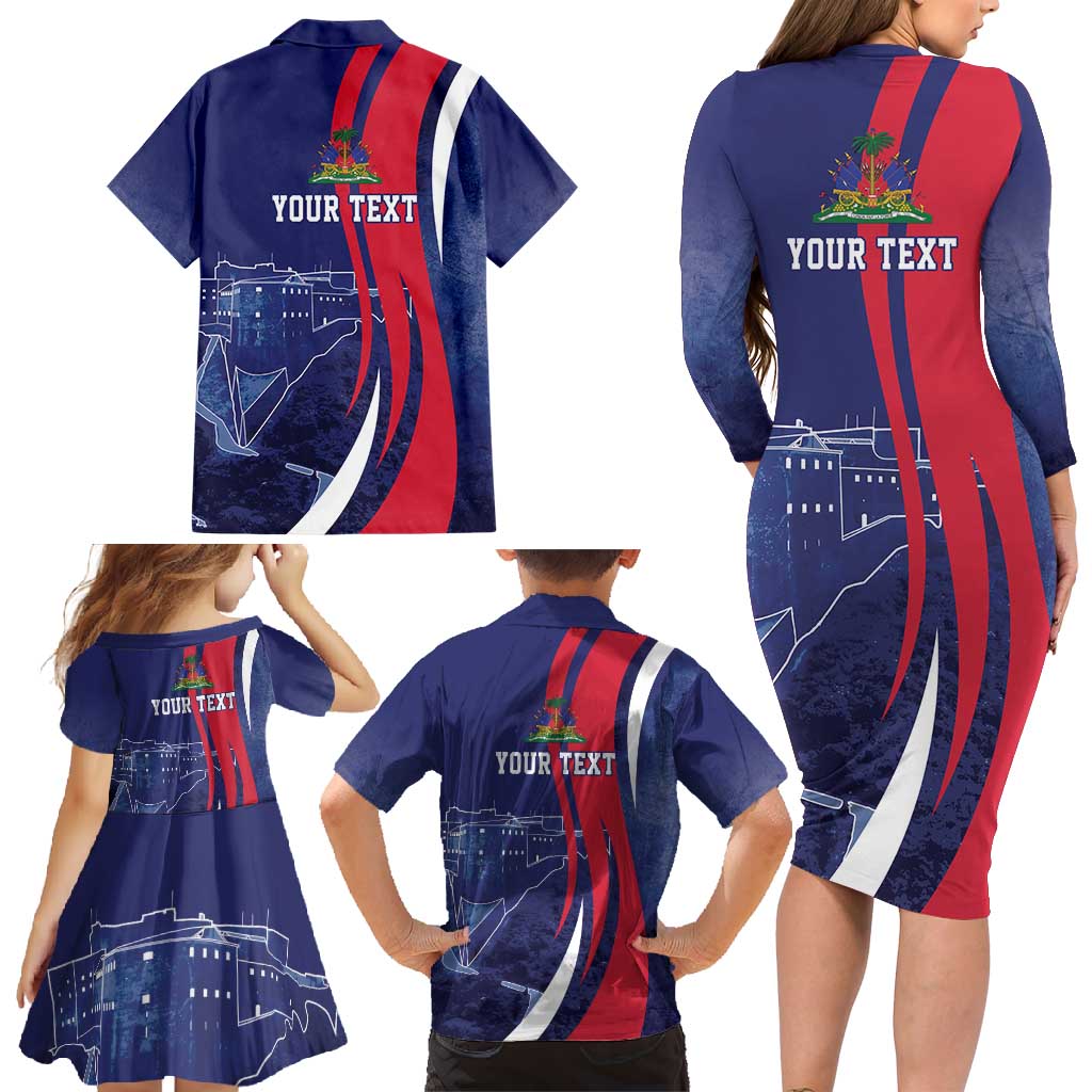 Personalized Haiti Citadelle Laferrière Family Matching Long Sleeve Bodycon Dress and Hawaiian Shirt Grunge Style