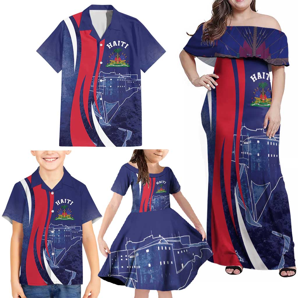 Personalized Haiti Citadelle Laferrière Family Matching Off Shoulder Maxi Dress and Hawaiian Shirt Grunge Style