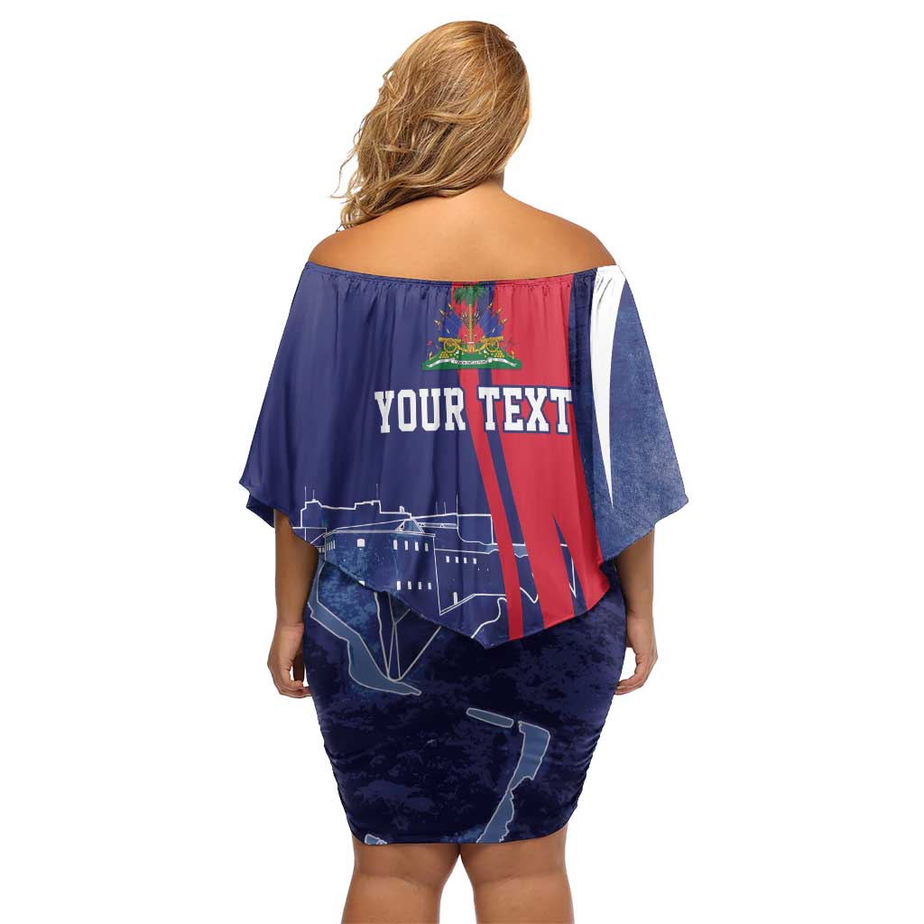 Personalized Haiti Citadelle Laferrière Family Matching Off Shoulder Short Dress and Hawaiian Shirt Grunge Style