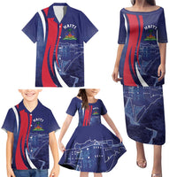 Personalized Haiti Citadelle Laferrière Family Matching Puletasi and Hawaiian Shirt Grunge Style