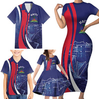 Personalized Haiti Citadelle Laferrière Family Matching Short Sleeve Bodycon Dress and Hawaiian Shirt Grunge Style