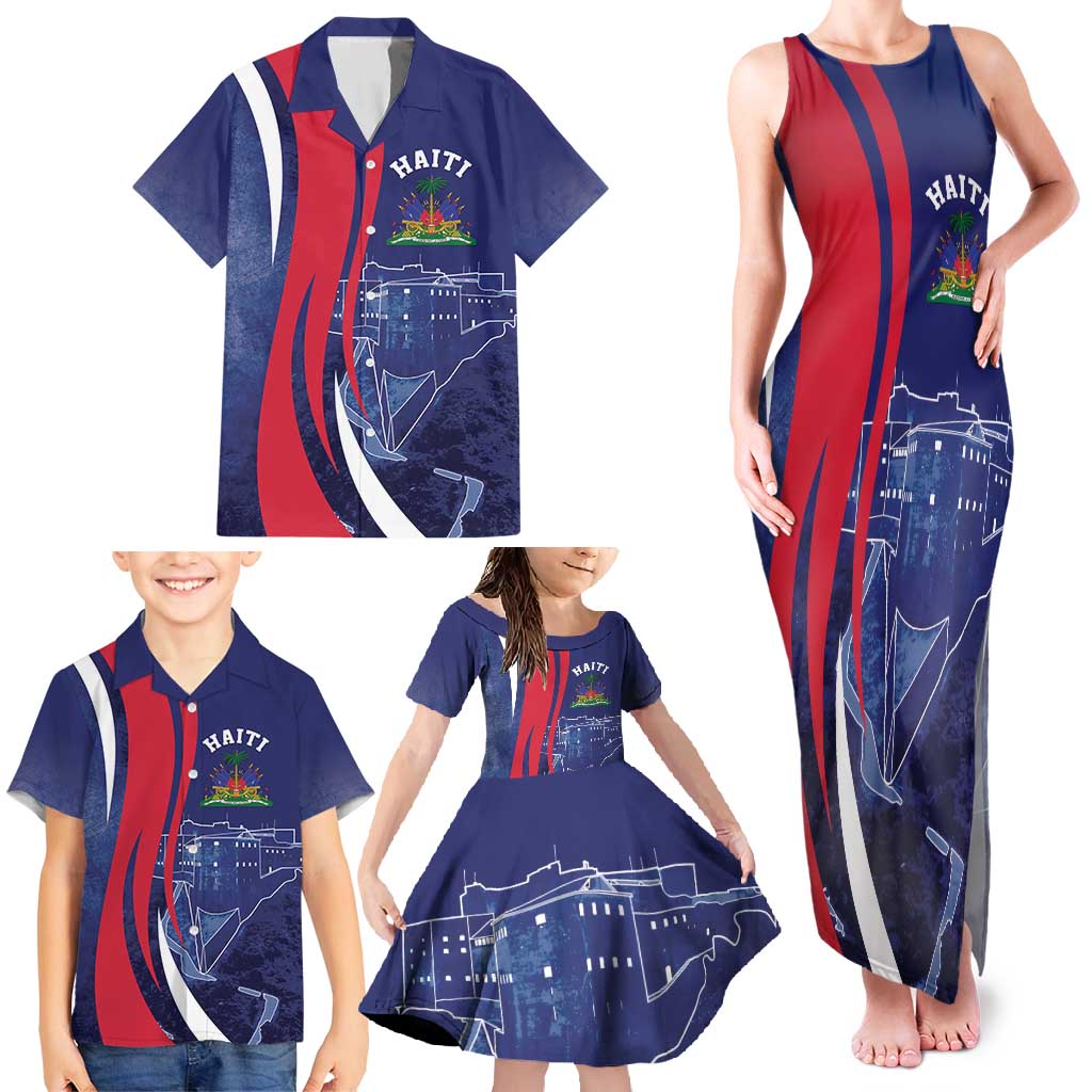 Personalized Haiti Citadelle Laferrière Family Matching Tank Maxi Dress and Hawaiian Shirt Grunge Style