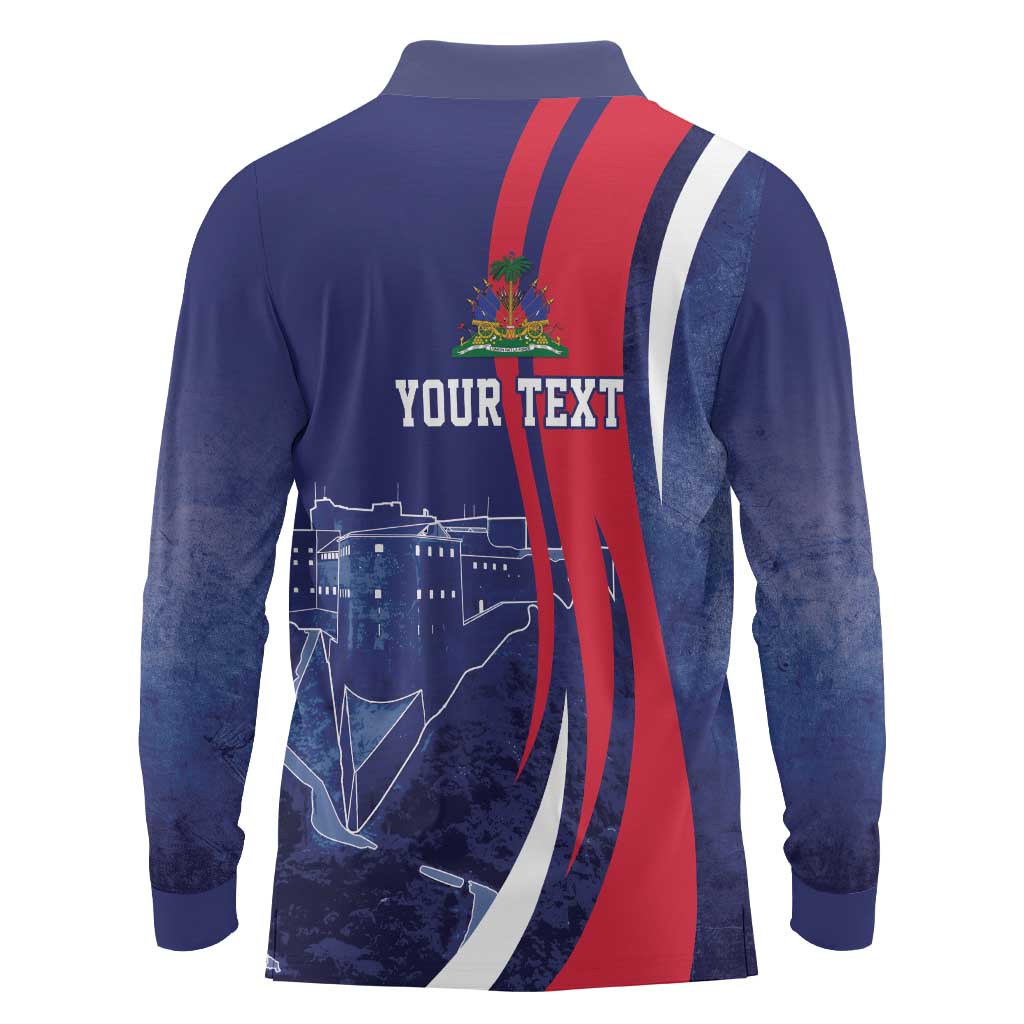Personalized Haiti Citadelle Laferrière Long Sleeve Polo Shirt Grunge Style