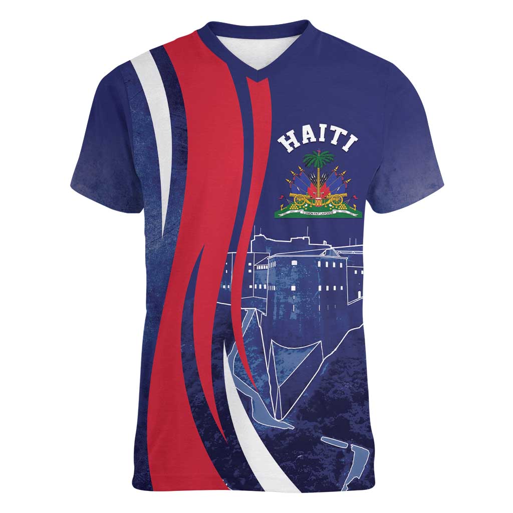 Personalized Haiti Citadelle Laferrière Women V-Neck T-Shirt Grunge Style