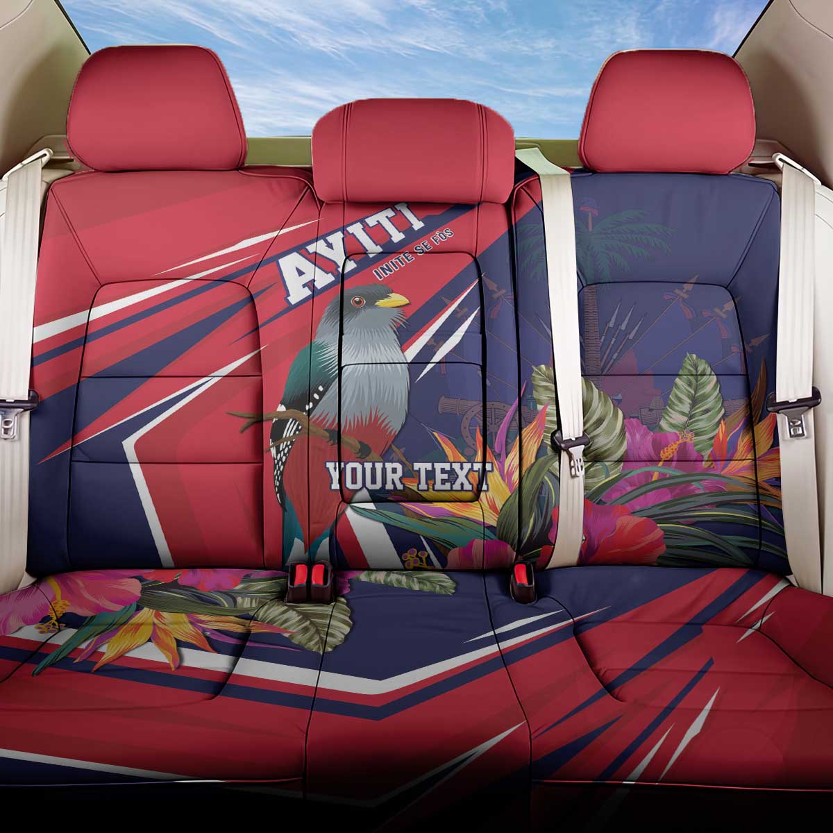 Haiti Personalized Back Car Seat Cover Hispaniolan Trogon Tropical Vibes
