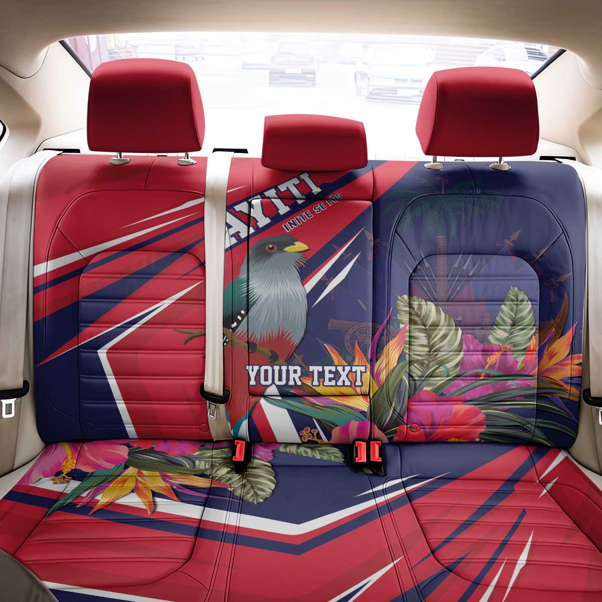 Haiti Personalized Back Car Seat Cover Hispaniolan Trogon Tropical Vibes