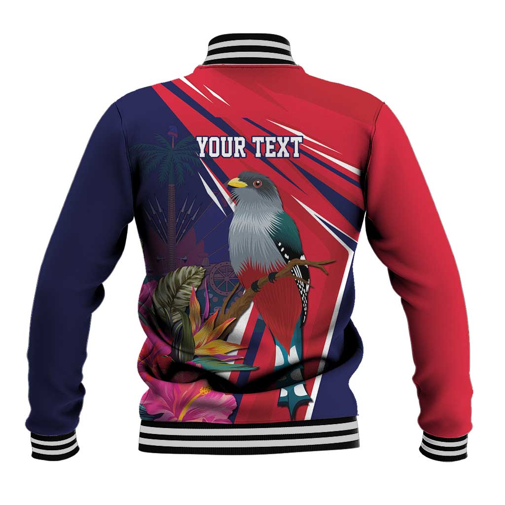 Haiti Personalized Baseball Jacket Hispaniolan Trogon Tropical Vibes
