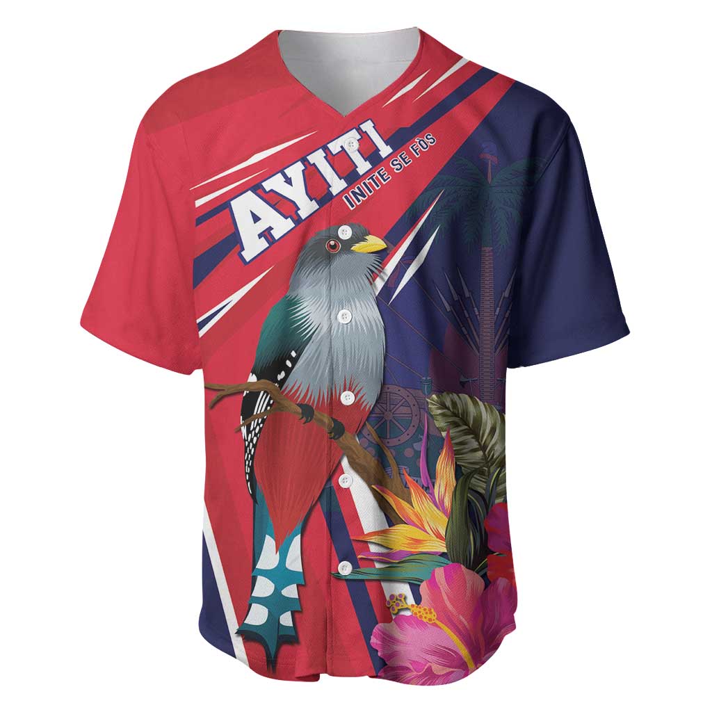 Haiti Personalized Baseball Jersey Hispaniolan Trogon Tropical Vibes