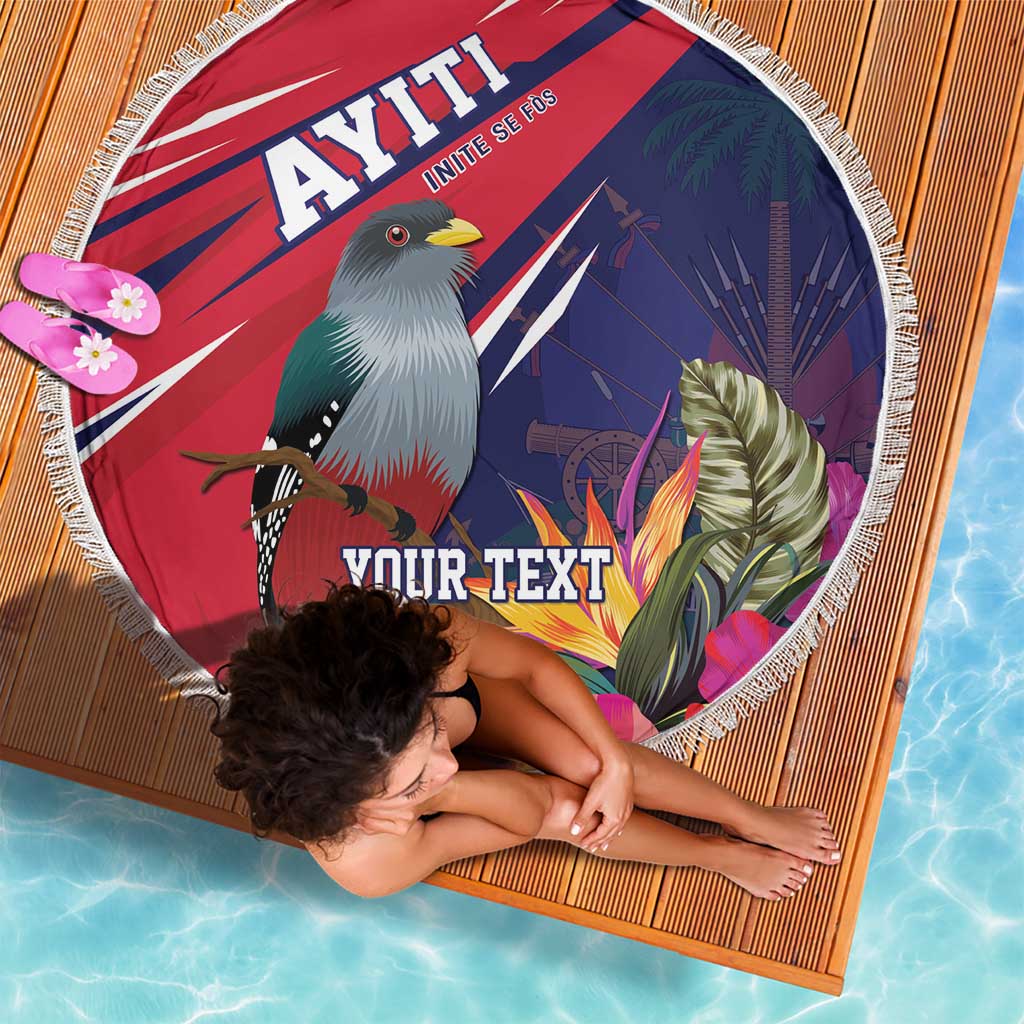 Haiti Personalized Beach Blanket Hispaniolan Trogon Tropical Vibes