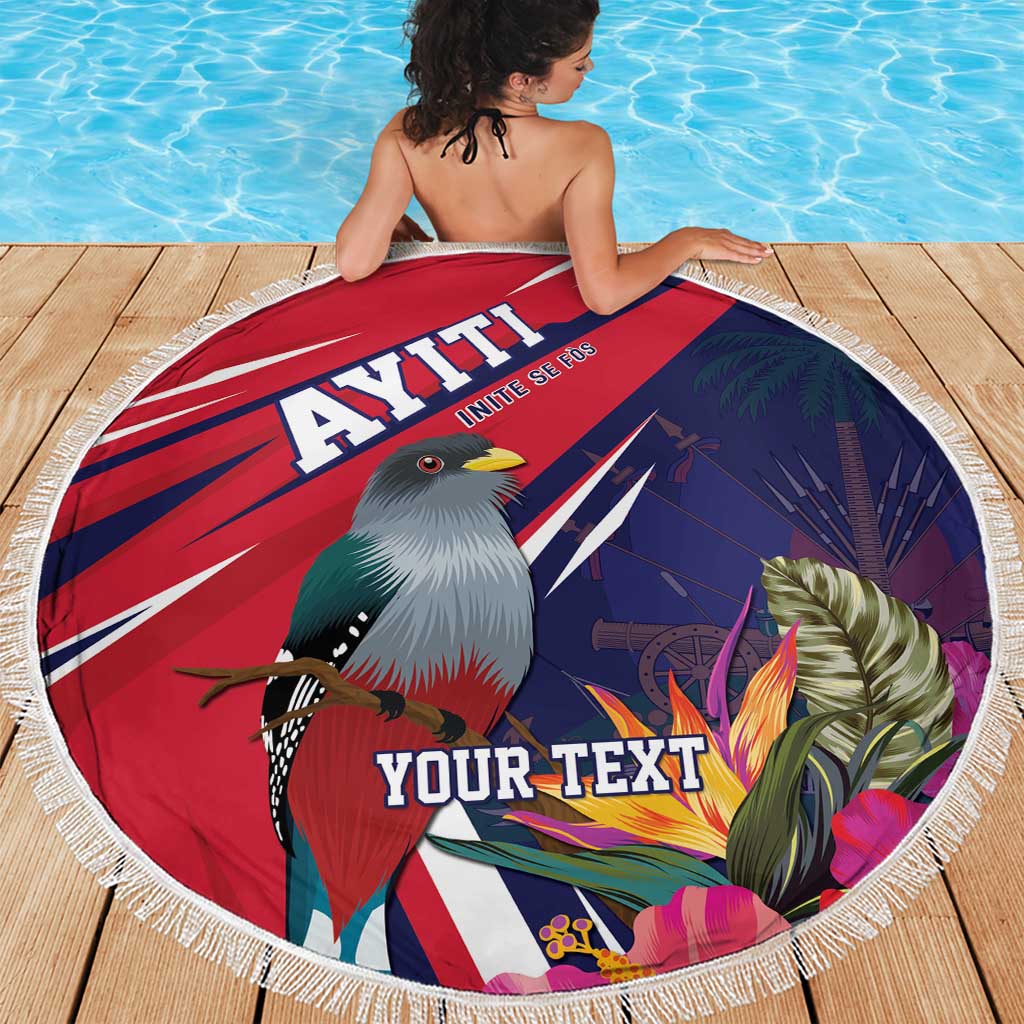 Haiti Personalized Beach Blanket Hispaniolan Trogon Tropical Vibes