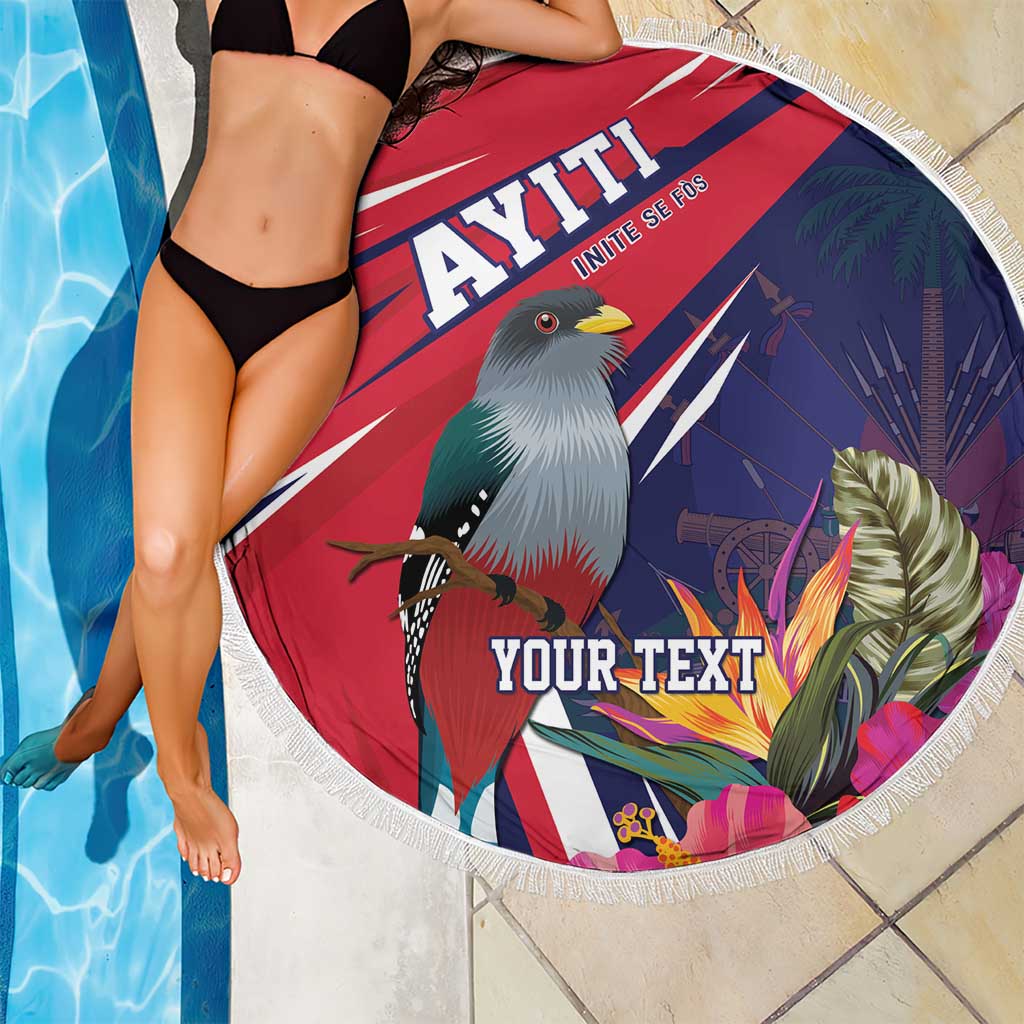 Haiti Personalized Beach Blanket Hispaniolan Trogon Tropical Vibes