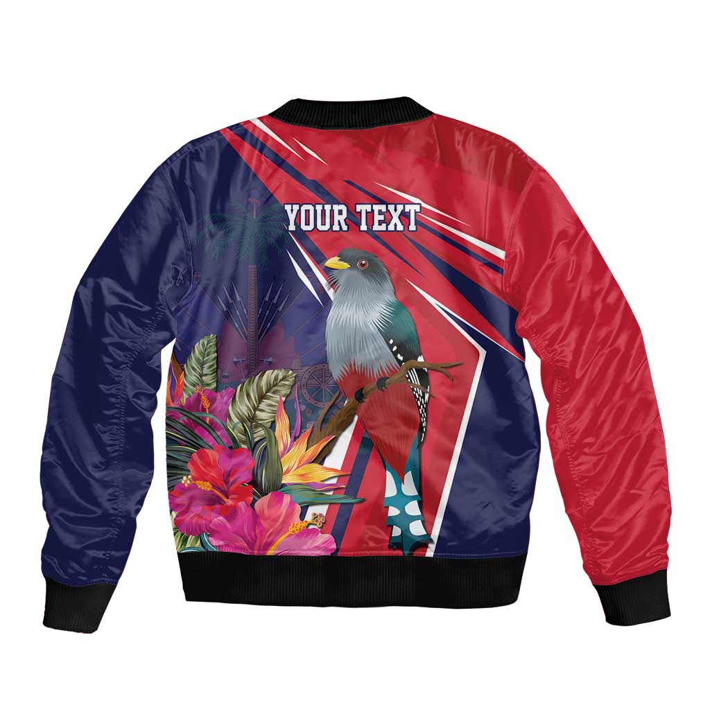 Haiti Personalized Bomber Jacket Hispaniolan Trogon Tropical Vibes