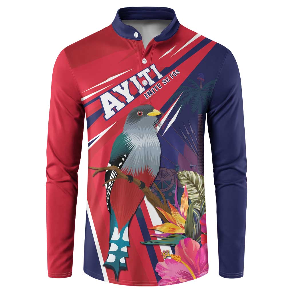 Haiti Personalized Button Sweatshirt Hispaniolan Trogon Tropical Vibes
