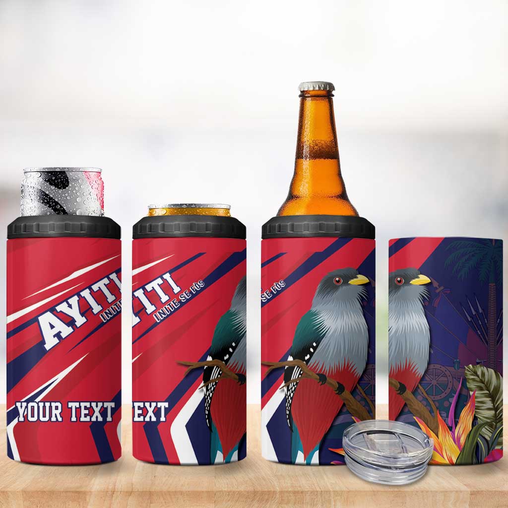 Haiti Personalized 4 in 1 Can Cooler Tumbler Hispaniolan Trogon Tropical Vibes