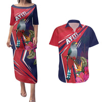 Haiti Personalized Couples Matching Puletasi and Hawaiian Shirt Hispaniolan Trogon Tropical Vibes