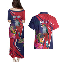 Haiti Personalized Couples Matching Puletasi and Hawaiian Shirt Hispaniolan Trogon Tropical Vibes