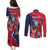 Haiti Personalized Couples Matching Puletasi and Long Sleeve Button Shirt Hispaniolan Trogon Tropical Vibes