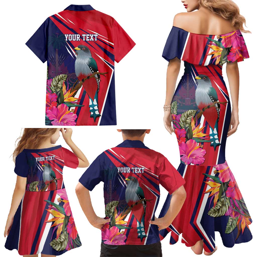 Haiti Personalized Family Matching Mermaid Dress and Hawaiian Shirt Hispaniolan Trogon Tropical Vibes