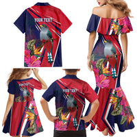 Haiti Personalized Family Matching Mermaid Dress and Hawaiian Shirt Hispaniolan Trogon Tropical Vibes