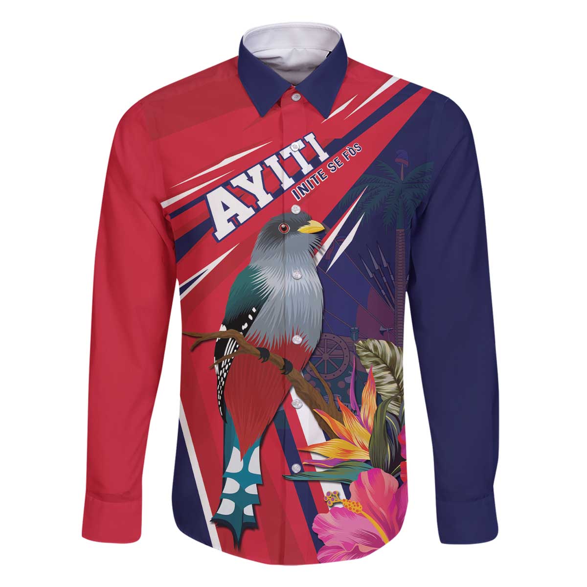 Haiti Personalized Family Matching Off The Shoulder Long Sleeve Dress and Hawaiian Shirt Hispaniolan Trogon Tropical Vibes