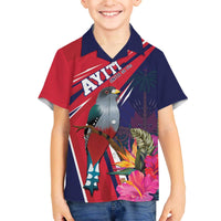 Haiti Personalized Family Matching Off The Shoulder Long Sleeve Dress and Hawaiian Shirt Hispaniolan Trogon Tropical Vibes