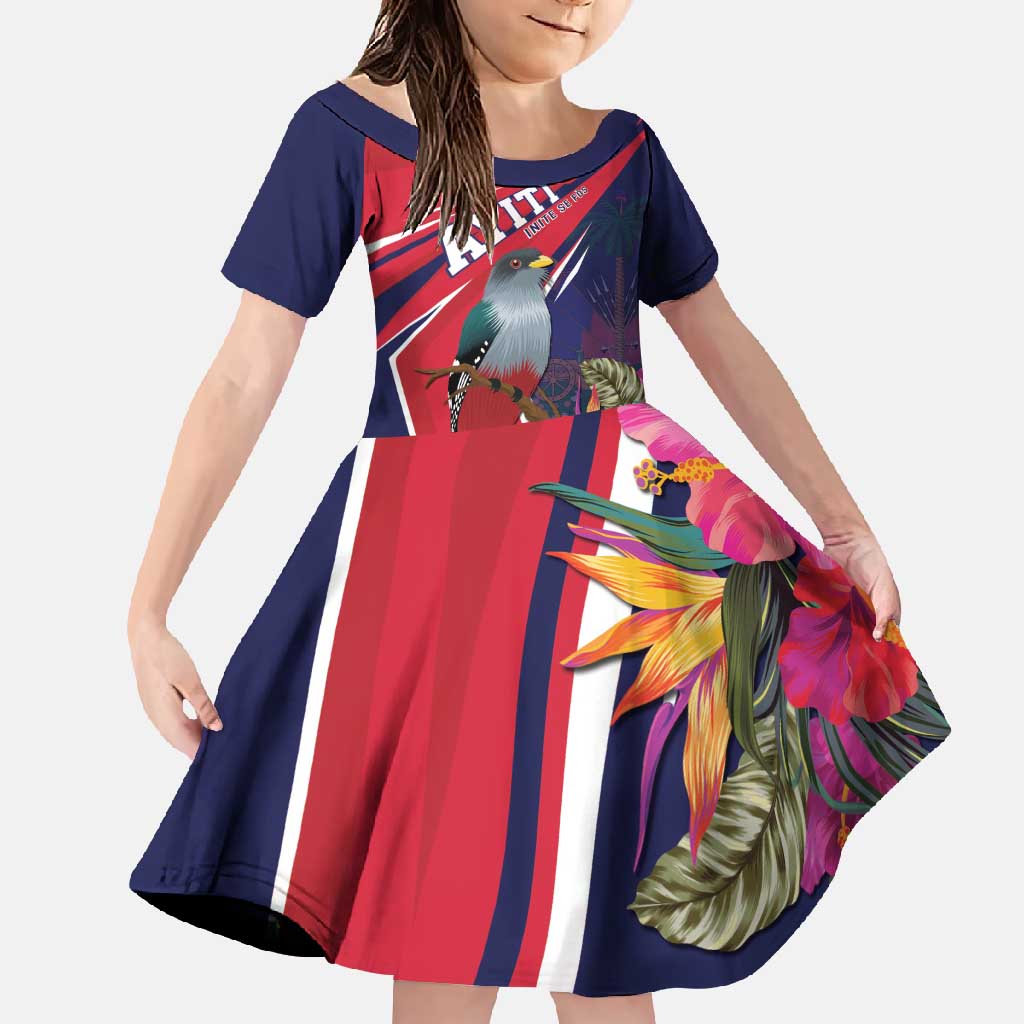 Haiti Personalized Family Matching Off Shoulder Maxi Dress and Hawaiian Shirt Hispaniolan Trogon Tropical Vibes