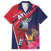 Haiti Personalized Family Matching Off Shoulder Short Dress and Hawaiian Shirt Hispaniolan Trogon Tropical Vibes